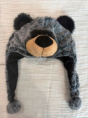 Dollcake Gray Plush Bear Earflap Hat with Tan Snout